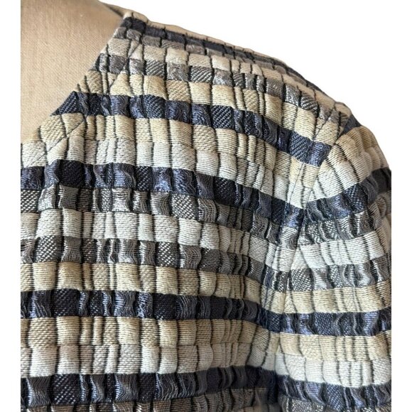 Lafayette 148 Coat Womens 6 Blue And Gray Striped Silk Blend Open Front Jacket - Picture 6 of 10